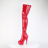 Červený 15 cm DELIGHT-4000 Vinylu platformě overknee kozačky crotch vysoký