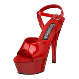 Červený 15 cm FUNTASMA JULIET-209 Vysoké Podpatky Platformě