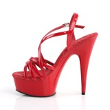 Červený 15 cm Pleaser DELIGHT-613 Sandály na vysokém podpatku