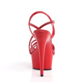 Červený 15 cm Pleaser DELIGHT-613 Sandály na vysokém podpatku