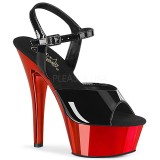 Červený 15 cm Pleaser KISS-209 Chrom Platformě Vysoké Podpatky