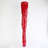 Červený 18 cm ADORE-4000 Vinylu platformě overknee kozačky crotch vysoký