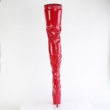 Červený 18 cm ADORE-4000 Vinylu platformě overknee kozačky crotch vysoký