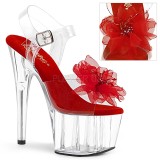 Červený 18 cm ADORE-708BFL pleaser sandály na platformě