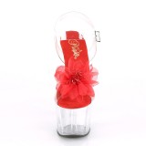 Červený 18 cm ADORE-708BFL pleaser sandály na platformě