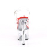 Červený 18 cm ADORE-708BFL pleaser sandály na platformě