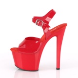Červený 18 cm SKY-308N JELLY-LIKE stretch sandaly na platformě a podpatku