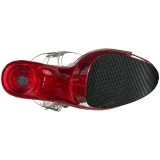 Červený 20 cm FLAMINGO-808T Akryl Platformě Sandály Podpatky