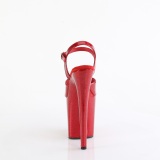 Červený 20 cm FLAMINGO-809GP třpyt sandaly na platformě a podpatku
