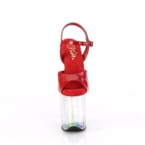 Červený 20 cm FLAMINGO-809HT Hologram boty na platformě a podpatku