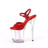 Červený 20 cm FLAMINGO-809HT Hologram boty na platformě a podpatku