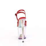 Červený 20 cm FLAMINGO-809HT Hologram boty na platformě a podpatku