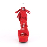 Červený Koženka 15 cm DELIGHT-679 vysoké podpatky s kotníkovými tkaničky