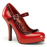 Červený Lak 12 cm PINUP SECRET-15 Mary Jane Platformě Lodičky Dámské