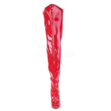 Červený Lakovaná 13 cm SEDUCE-3000WC elastické kozačky nad kolena pro silná lýtka