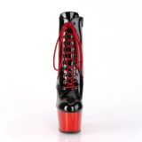 Červený Lakovaná 18 cm ADORE-1020 kotnikové kozačky s chrom platformě