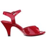 Červený Lakované 8 cm BELLE-309 Dámské Sandály Podpatky