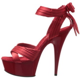 Červený Satén 15 cm DELIGHT-668 Večerní Sandály s podpatkem