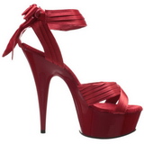Červený Satén 15 cm DELIGHT-668 Večerní Sandály s podpatkem
