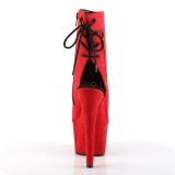 Červený faux suede 18 cm ADORE-1018FS kotníkové kozačky pro tanec na tyči