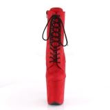 Červený faux suede 20 cm FLAMINGO-1020FS kotníkové kozačky pro tanec na tyči