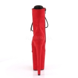 Červený faux suede 20 cm FLAMINGO-1020FS kotníkové kozačky pro tanec na tyči