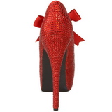 Červený štrasovými kamínky 14,5 cm Burlesque TEEZE-04R Platformě Lodičky Dámské