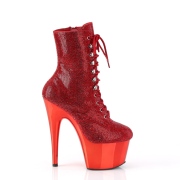 Červený strass kamen 18 cm ADORE-1020CHRS pleaser kozačky na podpatku