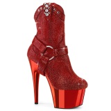 Červený strass kamen 18 cm ADORE-1029CHRS pleaser kozačky western cowboy